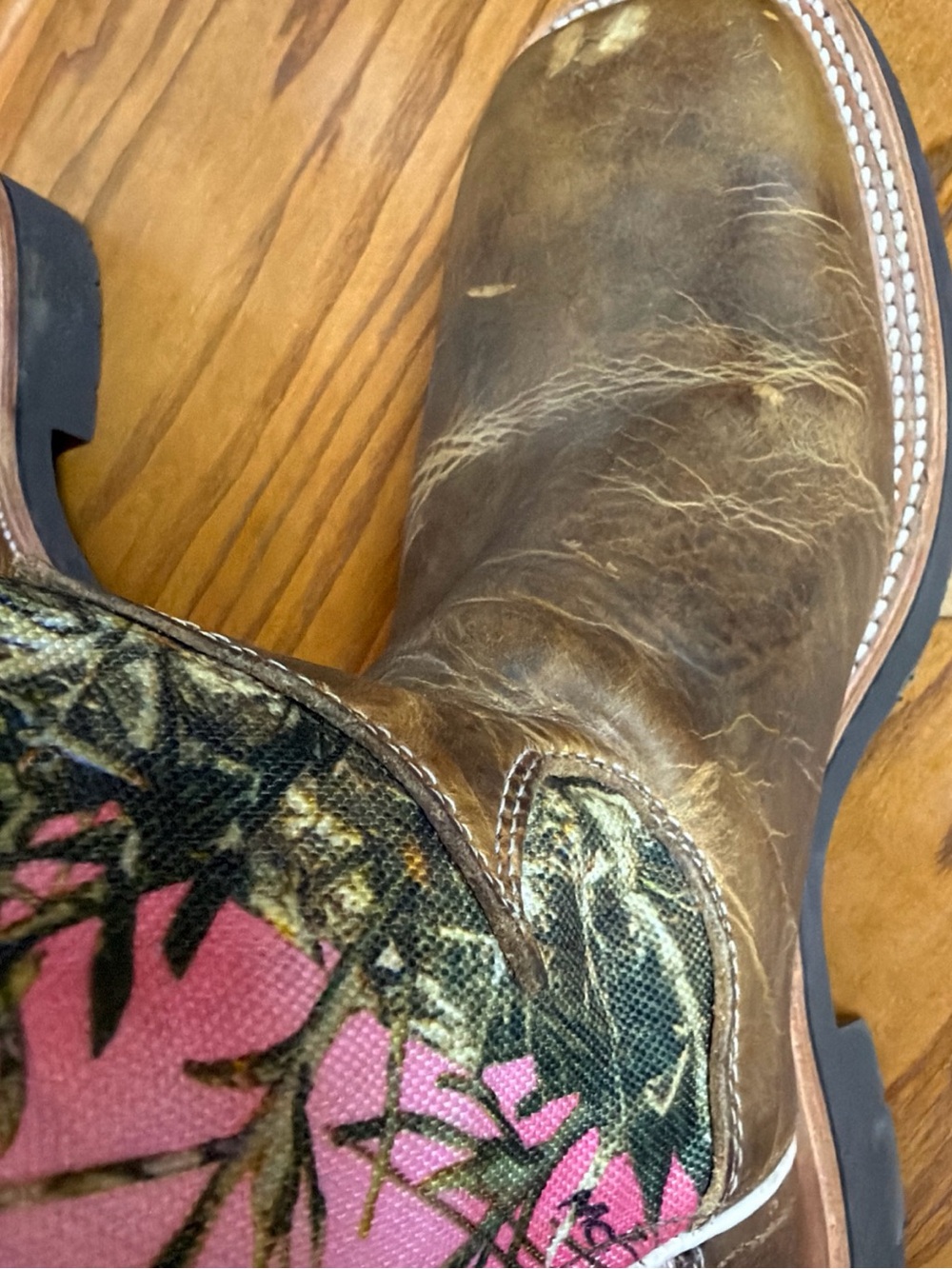 Justin True Timber Tall Western Cowgirl Boots with Pink Camo Shaft Size 11B - Picture 5 of 14